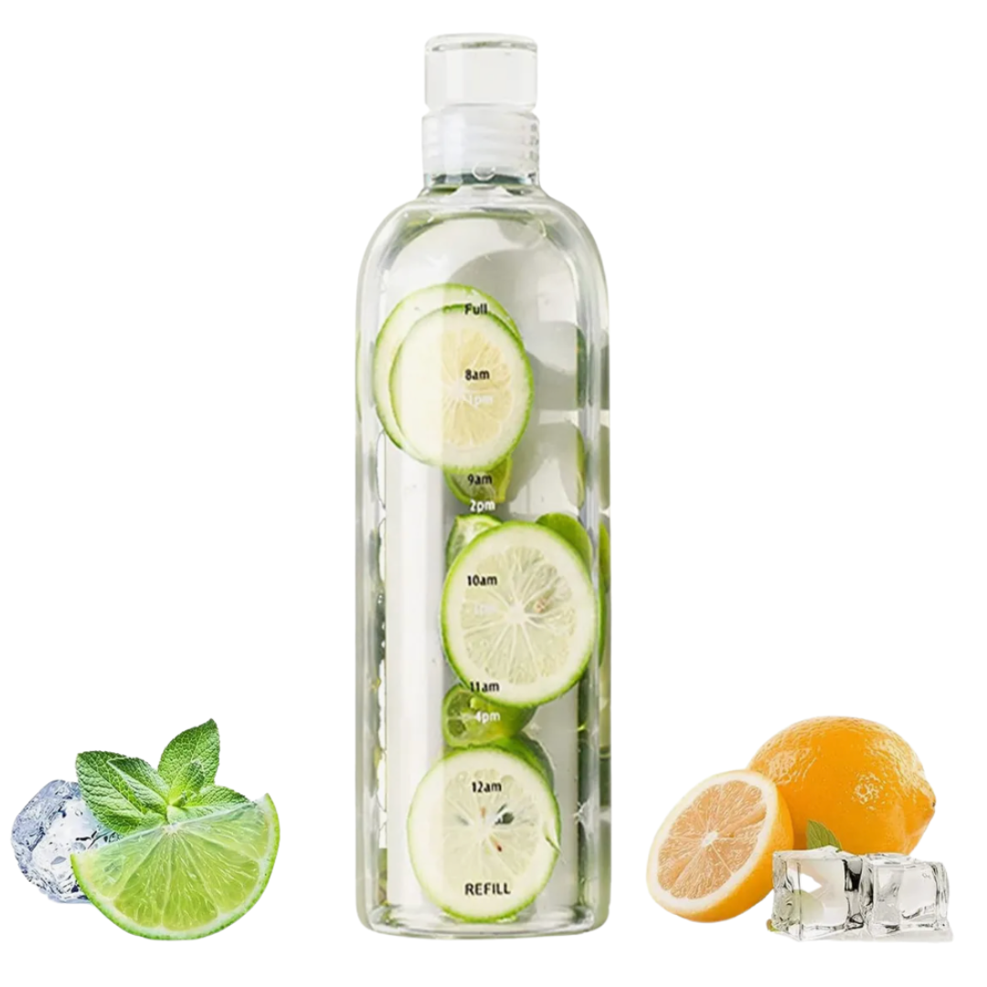 Botella de Agua de Vidrio con Horario 750 ML