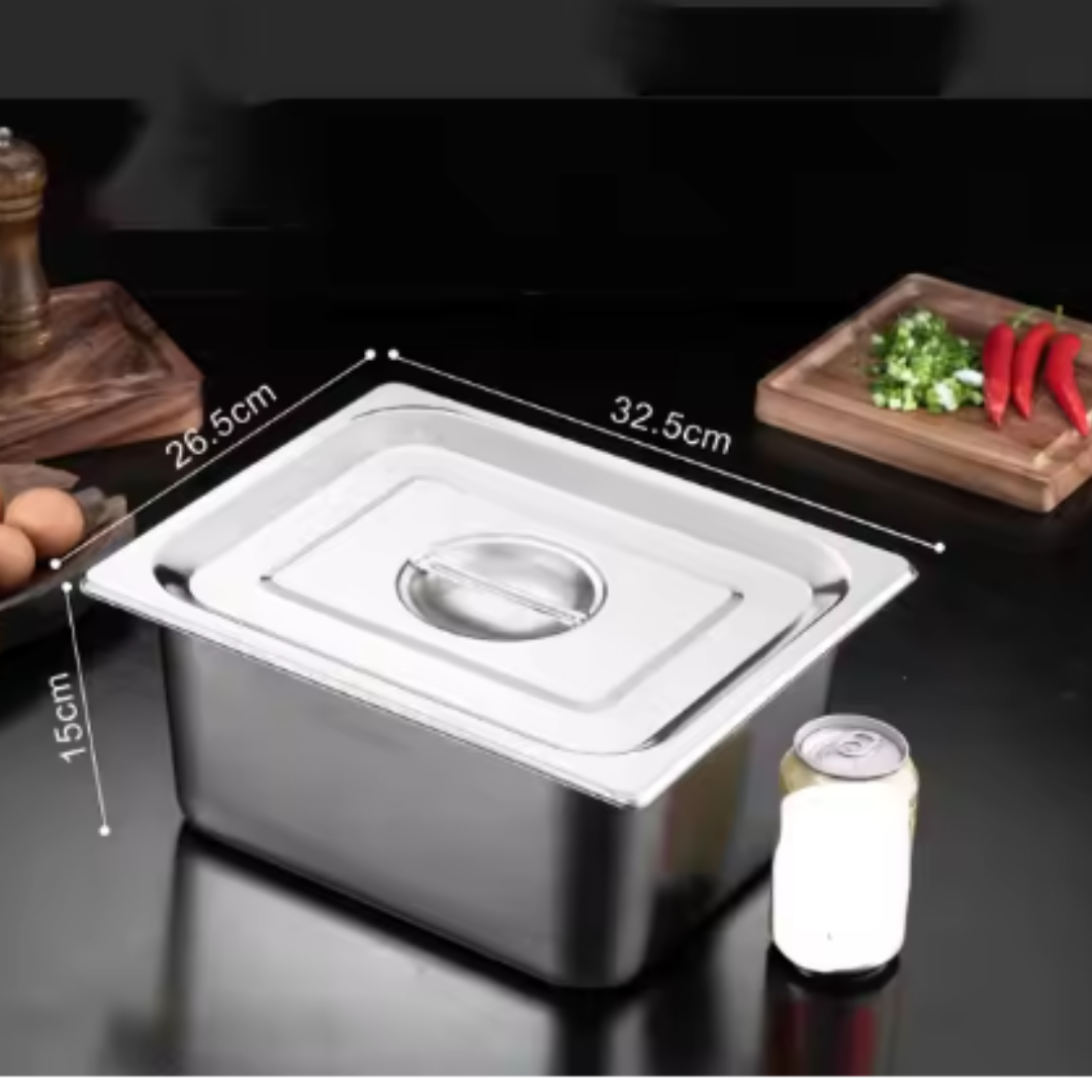 Contenedor Gastronomico GN 1/1 Acero Inoxidable 53x32.5x15 cm con Tapa