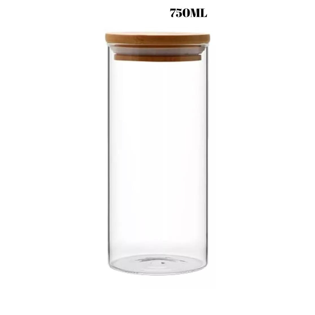 Frasco de Vidrio Tapa Bambu 700 ML