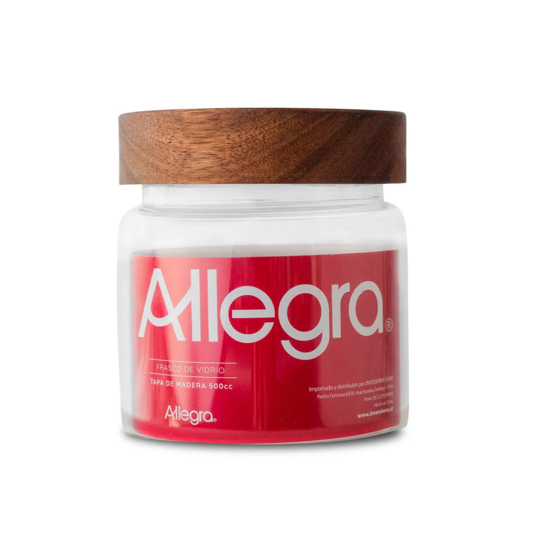 Frasco de Vidrio Tapa Madera 500 ML Allegra