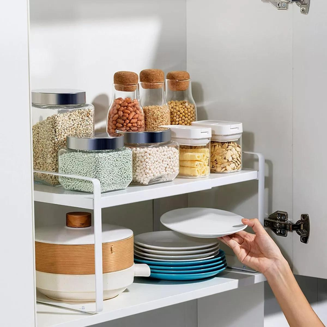 Repisa Organizadora para Cocina de Acero Inoxidable y Madera 52 Cm