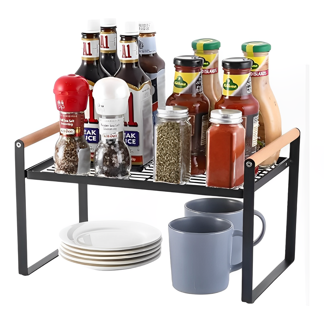 Repisa Organizadora para Cocina de Acero Inoxidable y Madera 52 Cm