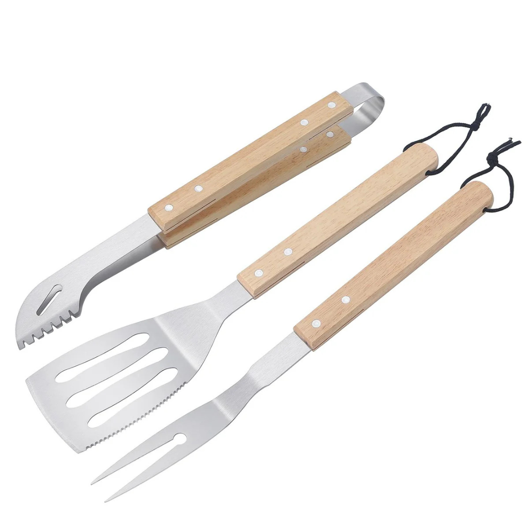 Set Parrillero Fontina 3 Piezas (Pinza + Espatula + Tenedor)