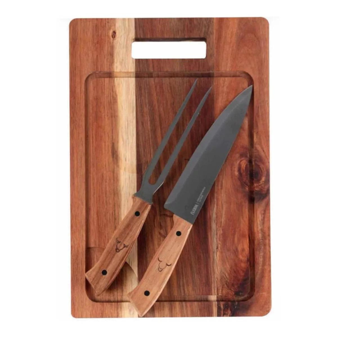 Set Parrillero Wayu Regalo (Delantal + Cuchillo + Tenedor + Tabla + Guante)