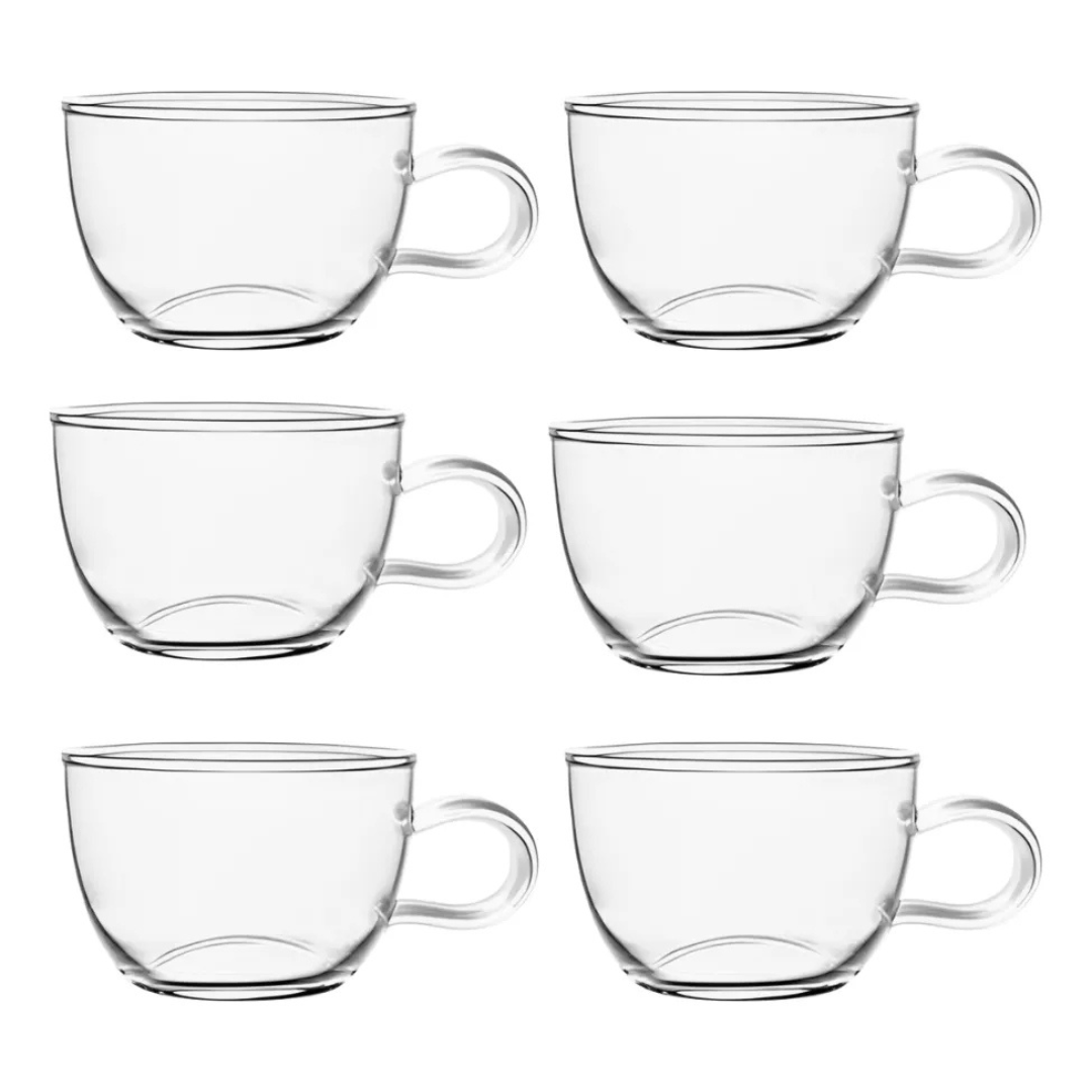 Set 6 Tazas de Vidrio Cafe Te 240 Ml