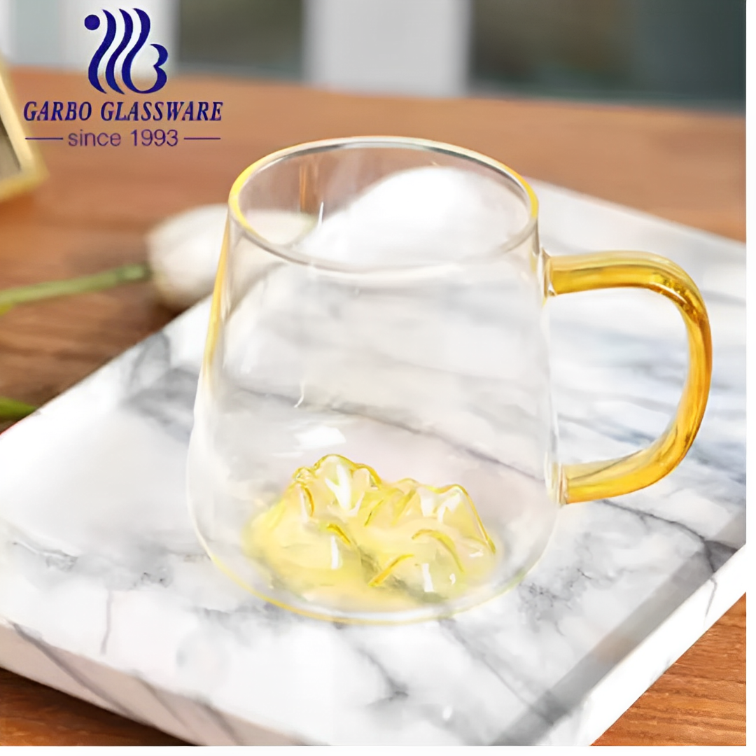 Set 4 Tazas de Cafe Te Vidrio 320 ML Asa de Colores