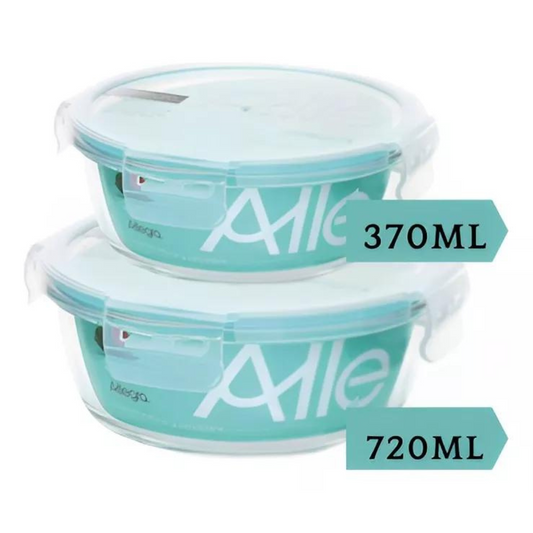 Set 2 Tupper herméticos Circulares para Comida Allegra