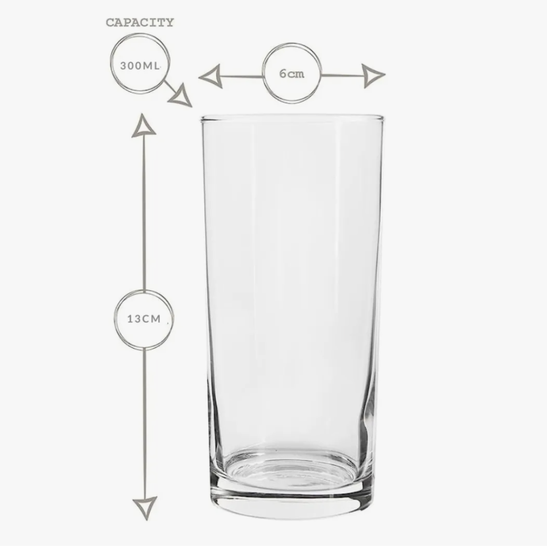 Set 6 Vasos de Agua Jugo 300 Ml de Vidrio