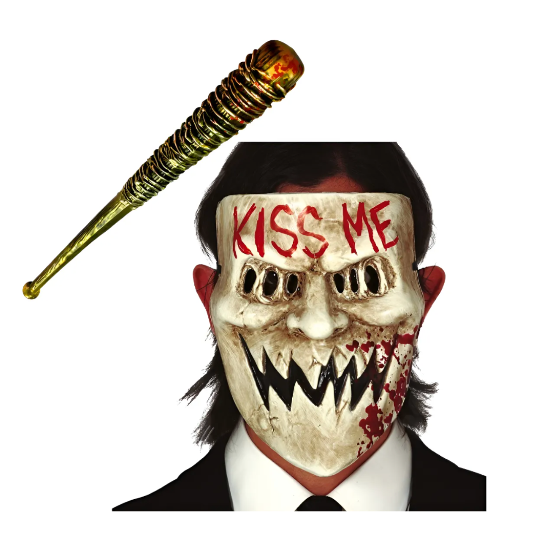 Set Mascara Purga Kiss Me + Arma Plastica Halloween