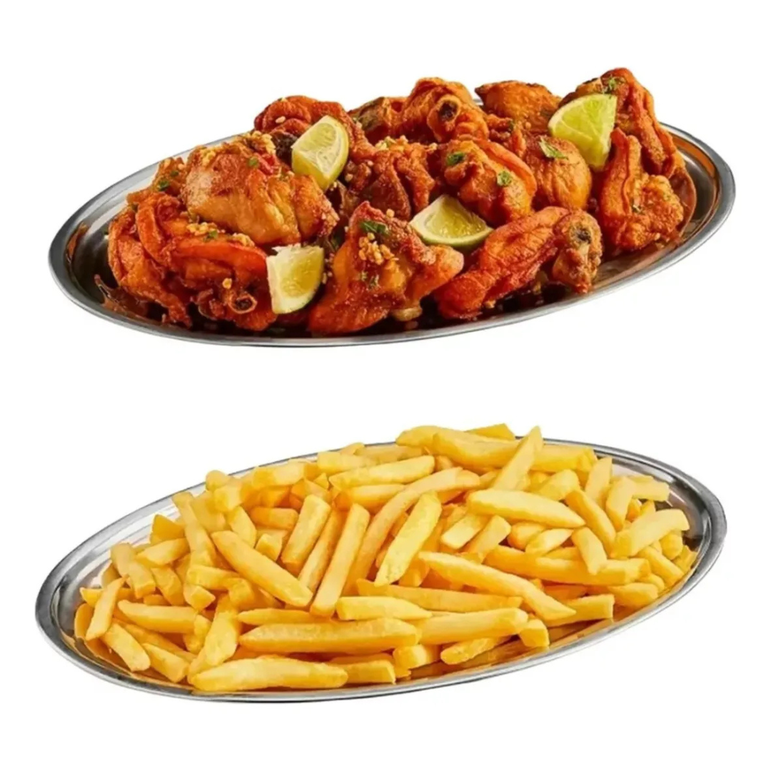 Bandeja Plato Ovalado Acero Inoxidable 35 x 22 cm Cuiner