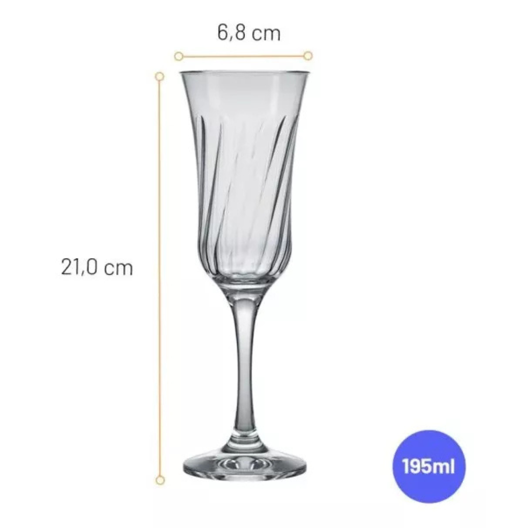 Set 6 Copas de Champagne 195 Ml Nadir Lirio
