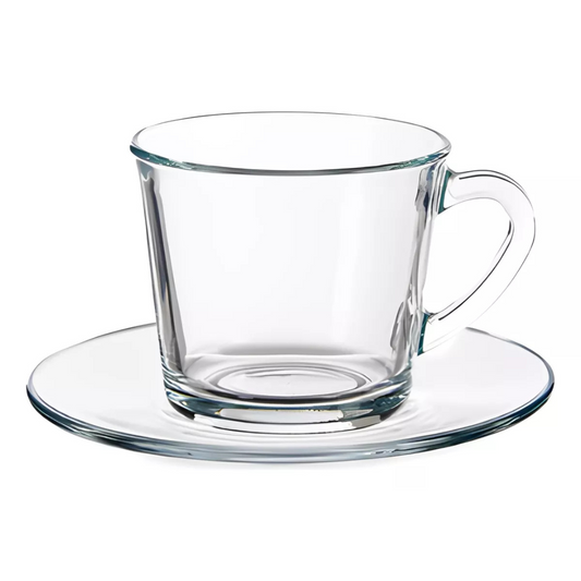 Juego de 6 Tazas Cafe o Te + Plato 64 ML Vidrio