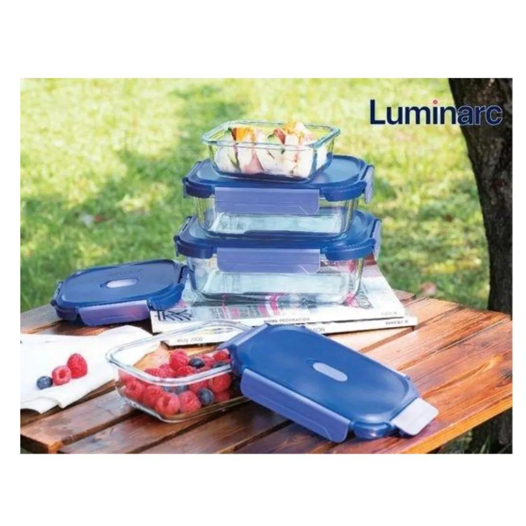 Set 3 Taper Contenedores Cuadrados Herméticos Luminarc (800 ML)