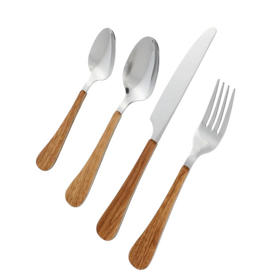 Set 24 Cubiertos Mango Madera Krons