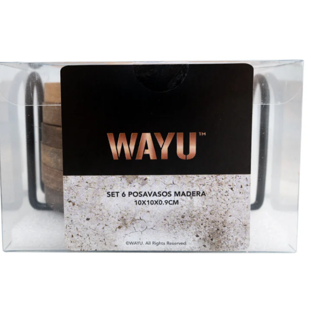 Set de 6 Posavasos de Madera Redondos Wayu