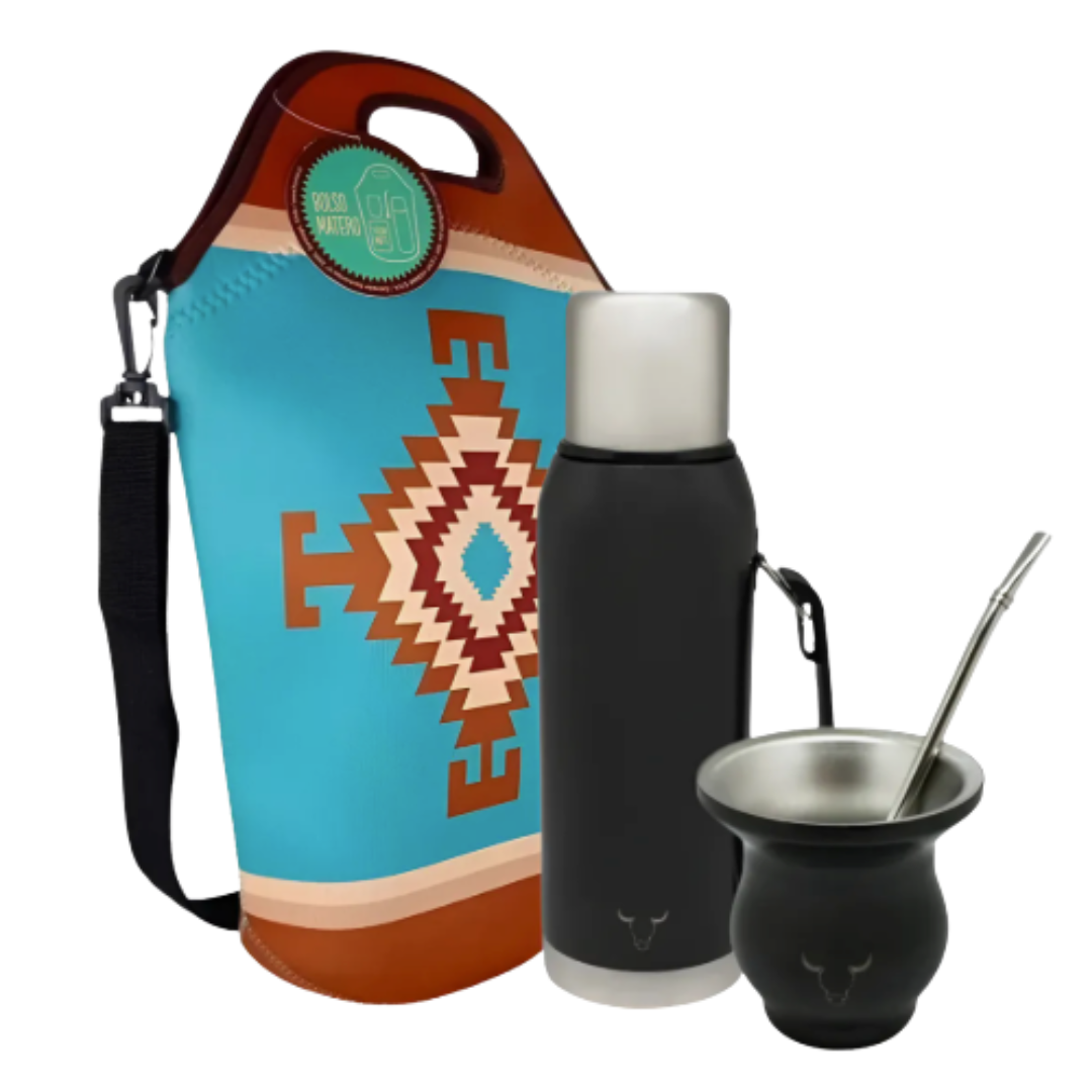 Set de Mate Wayu (Bolso Neopreno + Termo 1L + Mate + Bombilla)