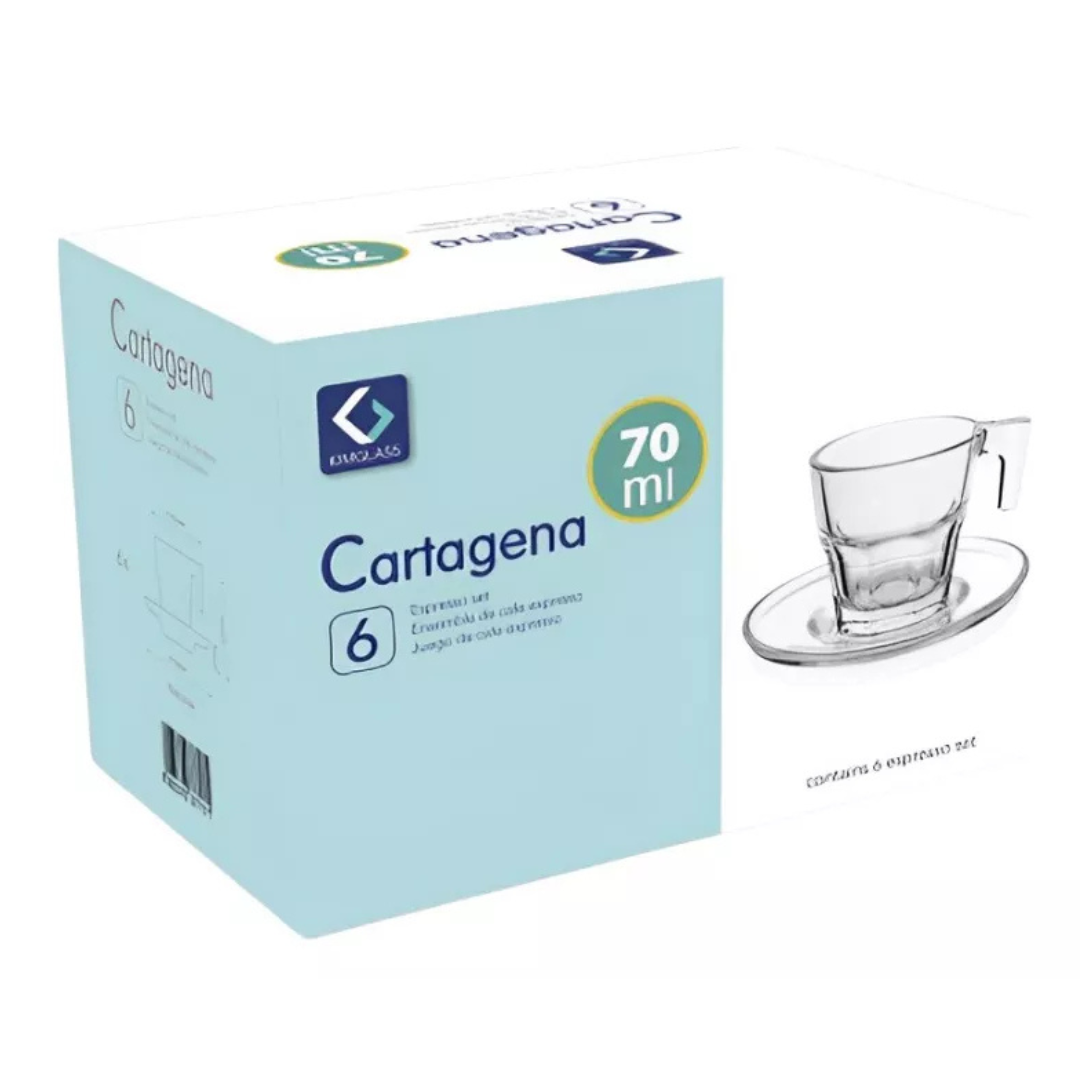 Set 6 Tazas + Plato Cafe Expresso 70 Ml Kimglass Cartagena