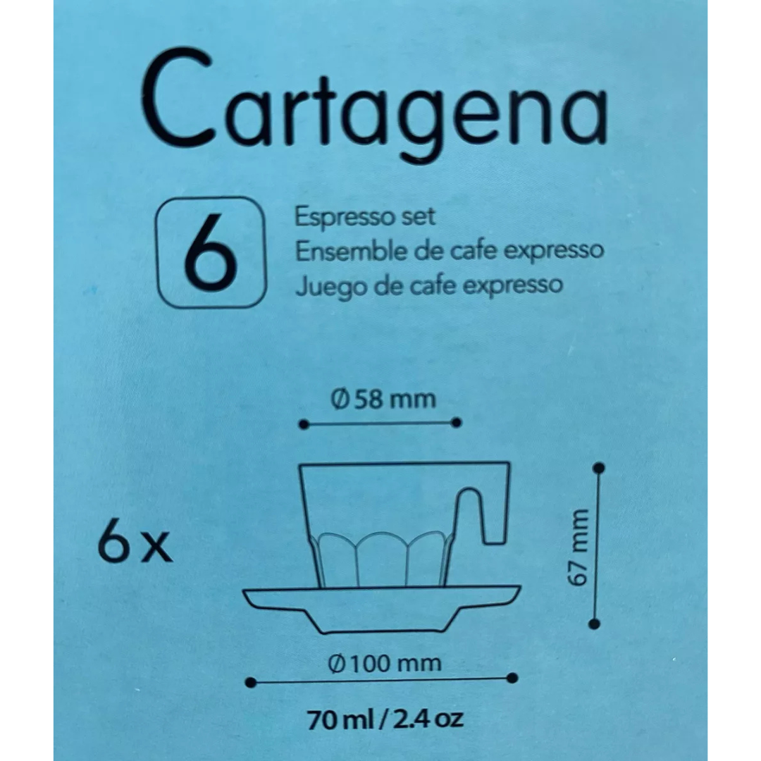 Set 6 Tazas + Plato Cafe Expresso 70 Ml Kimglass Cartagena