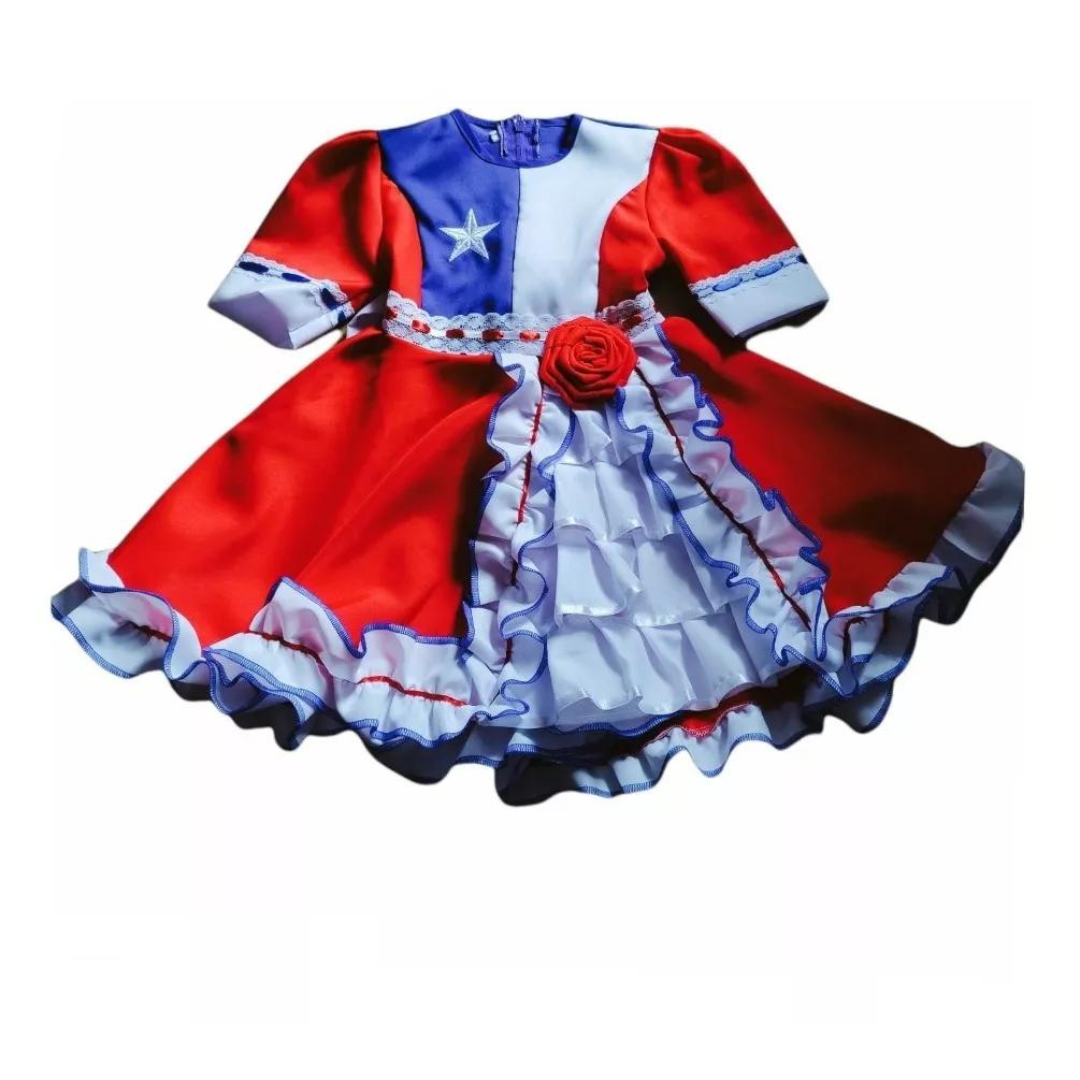 Vestido Ninas Fechas Patrias Bandera de Chile GlobalShopping