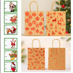 12 Bolsas Para Regalo Navidad Kraft Grande 32X26CM + Stickers
