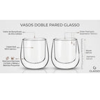 Vasos Doble Pared 90ml Glasso para Espresso | Set 2 Unidades
