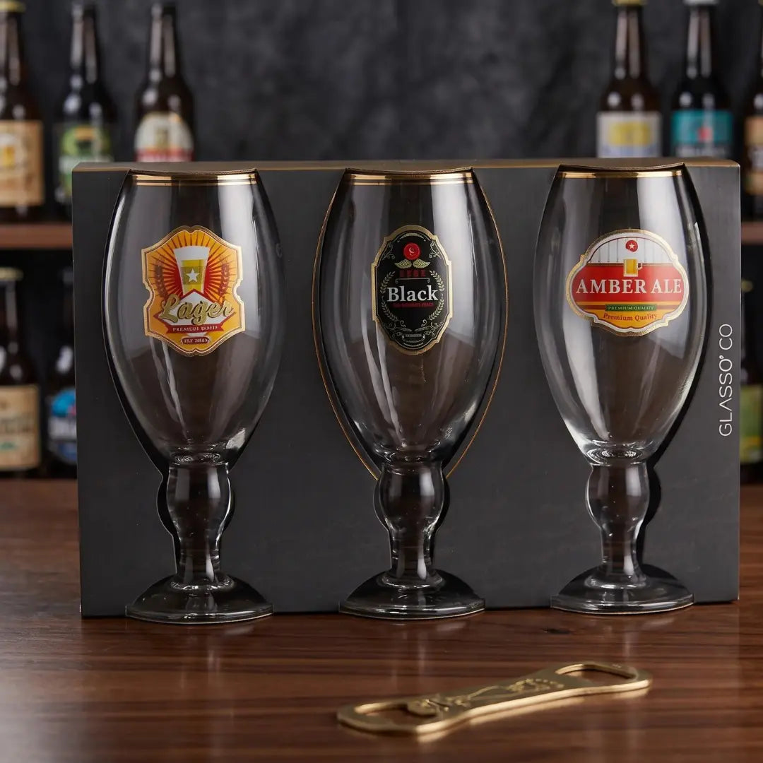 Set de 3 Copones Cerveceros de Vidrio 500ml Glasso Colección