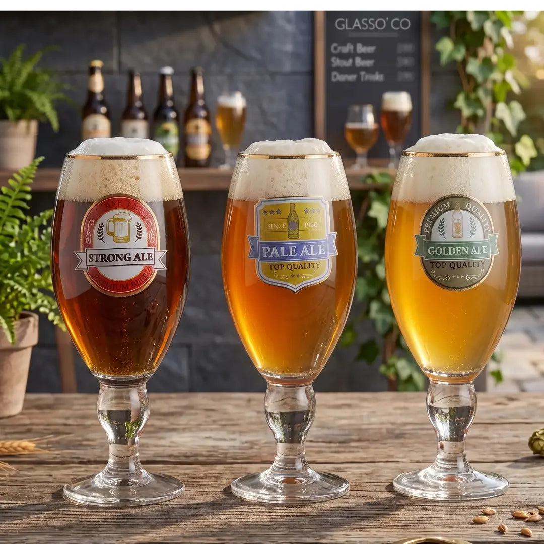 Set de 3 Copones Cerveceros de Vidrio 500ml Glasso Colección