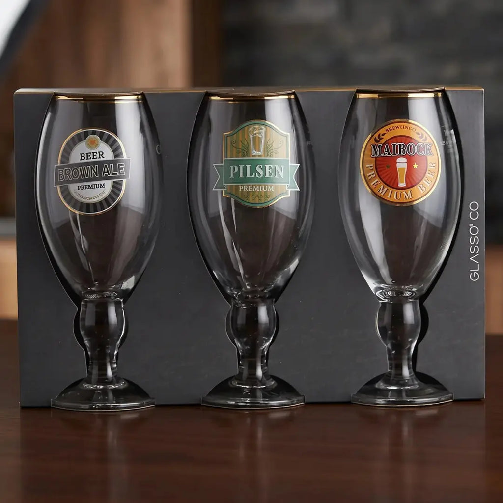 Set de 3 Copones Cerveceros de Vidrio 500ml Glasso Colección