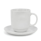 Set 6 Tazas Porcelana 350 ml + 6 Platillos Apilables