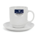 Set 6 Tazas Porcelana 350 ml + 6 Platillos Apilables