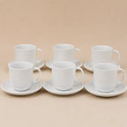 Set 6 Tazas Porcelana 350 ml + 6 Platillos Apilables
