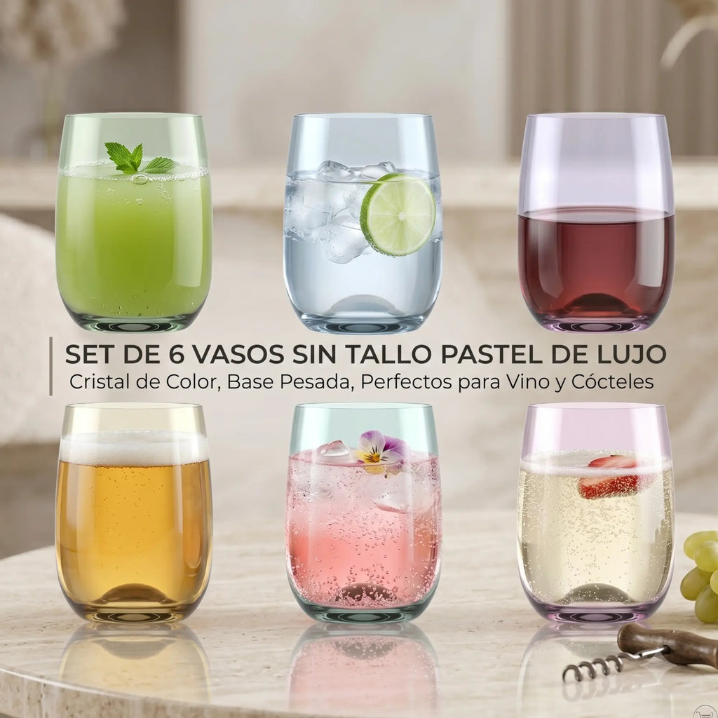 Set de 6 Vasos de Color Nadir Toy 365ml | Vasos de Vidrio