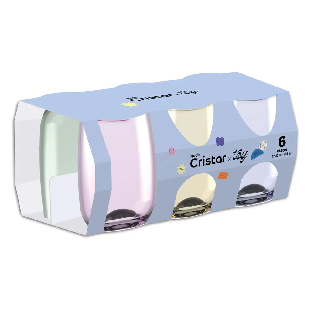 Set de 6 Vasos de Color Nadir Toy 365ml | Vasos de Vidrio