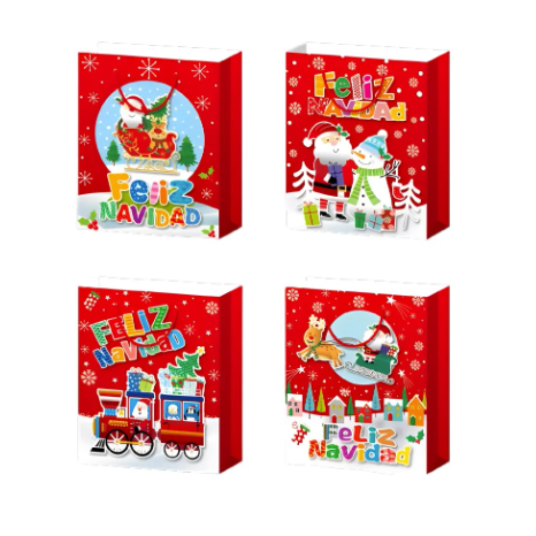 12 Bolsas De Regalos Navidad Chica 16x12cm Navidad Pascua