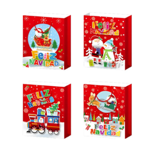 12 Bolsas De Regalos Navidad Chica 16x12cm Navidad Pascua
