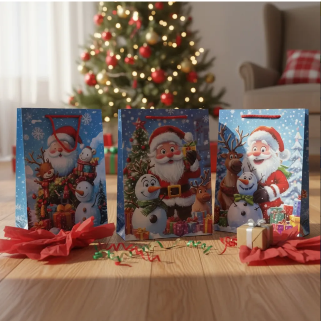 12 Bolsas De Regalo Navidad Pequeña 23*18cm Diseños Surtidos