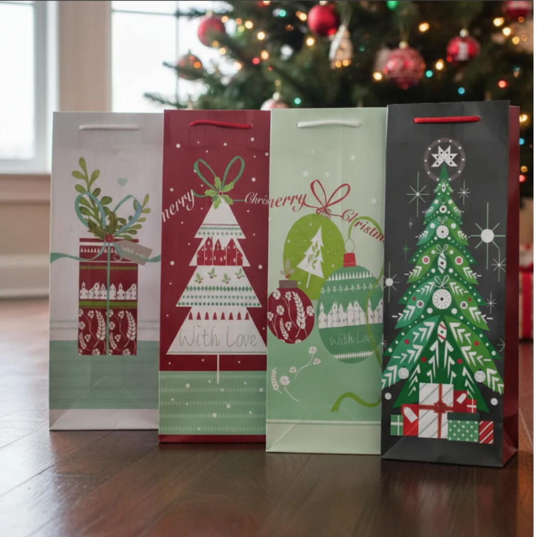 12 Bolsas De Regalos Navidad Para Botellas De Vino Regalos