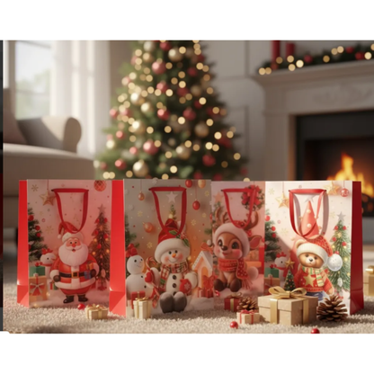 12 Bolsas De Regalo Navidad Mediana 44x32cm Pascua Navidad