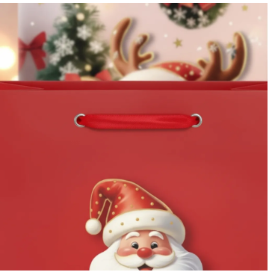 12 Bolsas De Regalo Navidad Mediana 32x26cm Pascua Navidad