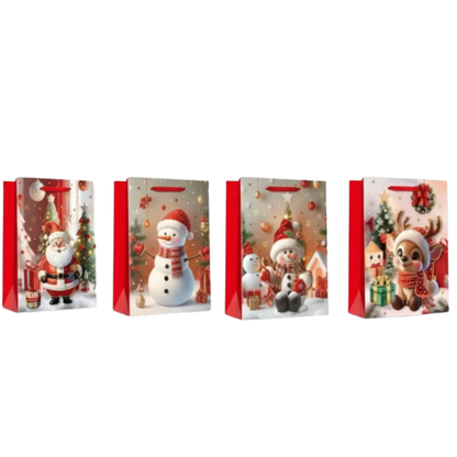 12 Bolsas De Regalo Navidad Mediana 32x26cm Pascua Navidad