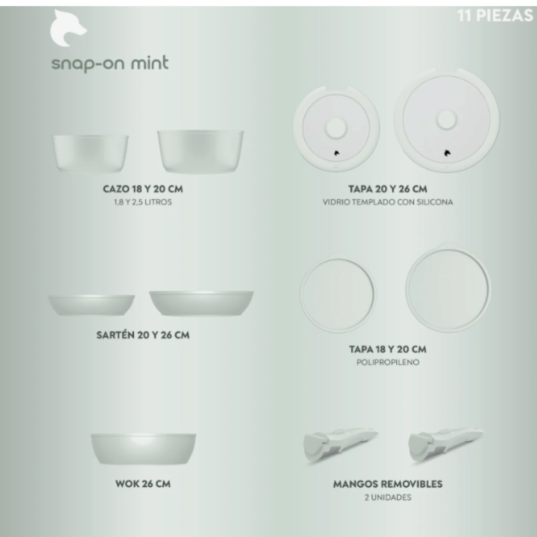 Bateria de Cocina 11 Piezas Moon Aluminio Forjado Snap On