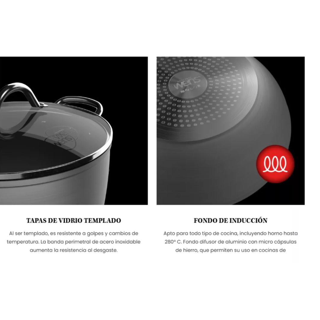 Bateria de Cocina Wens Aluminio Forjado 7 Piezas