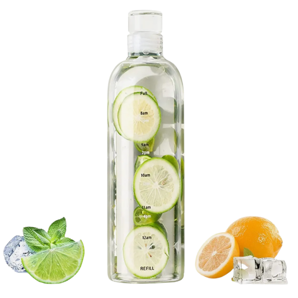 Botella de Agua de Vidrio con Horario 750 ML