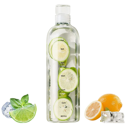 Botella de Agua de Vidrio con Horario 750 ML