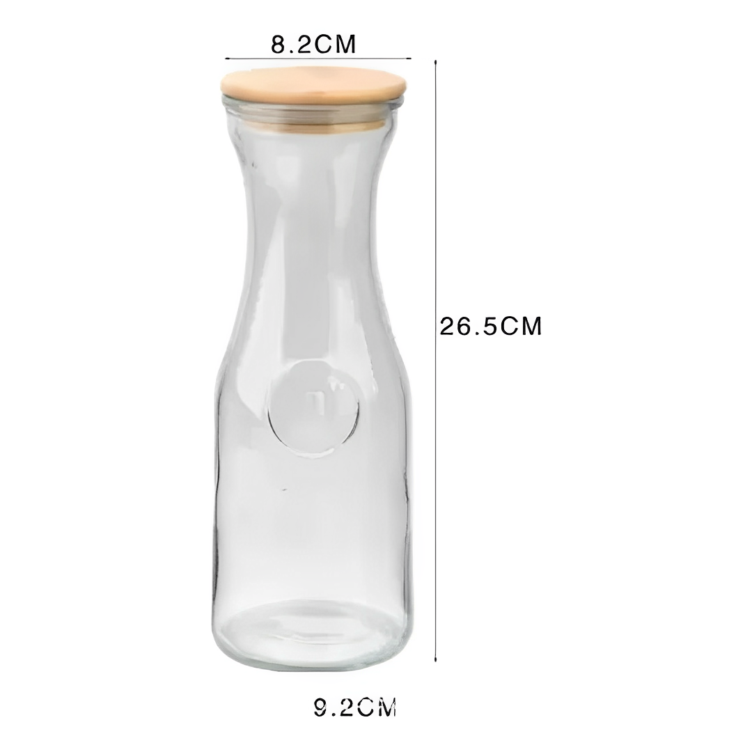 Botella de Vidrio Tapa Bambu 1 Litro