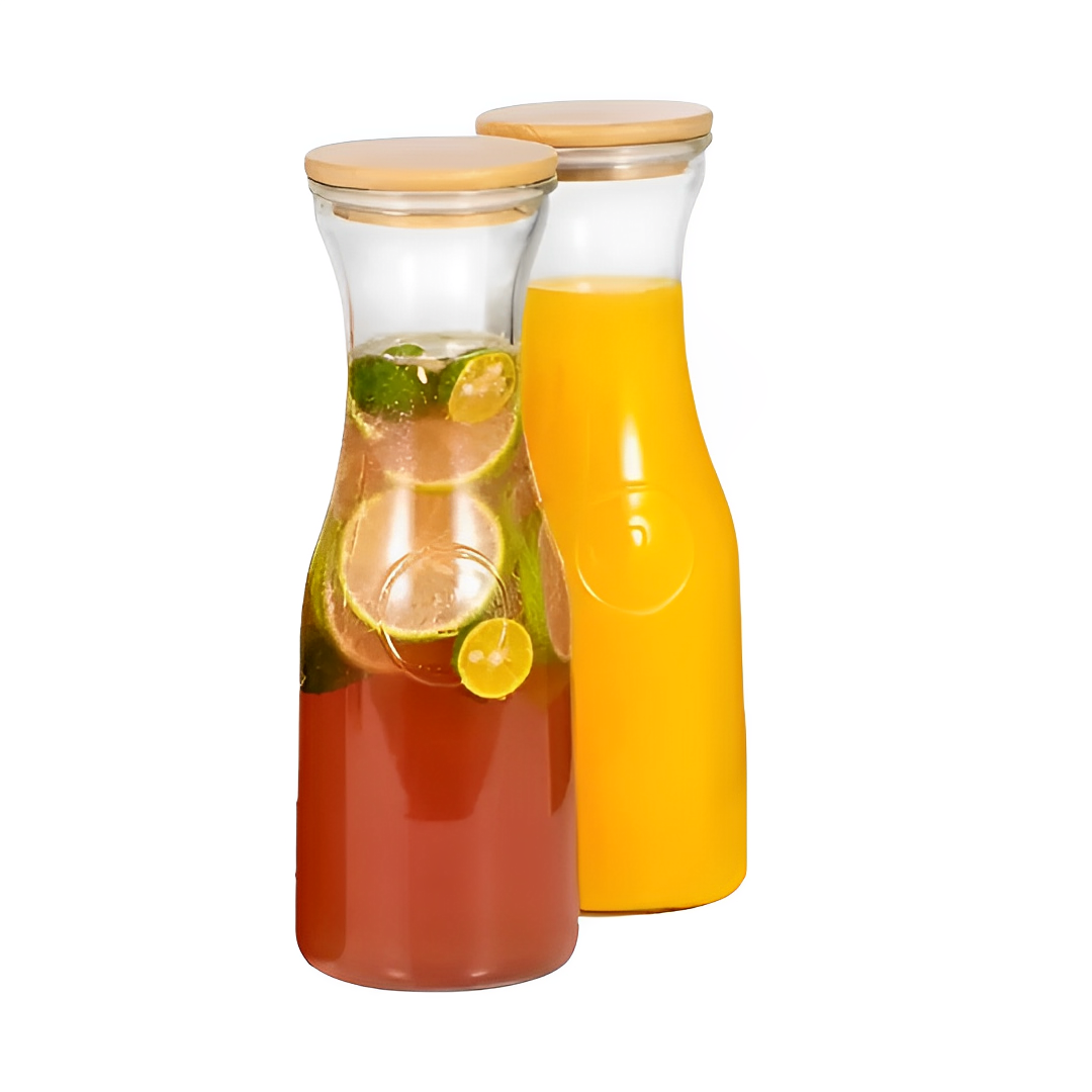 Botella de Vidrio Tapa Bambu 1 Litro