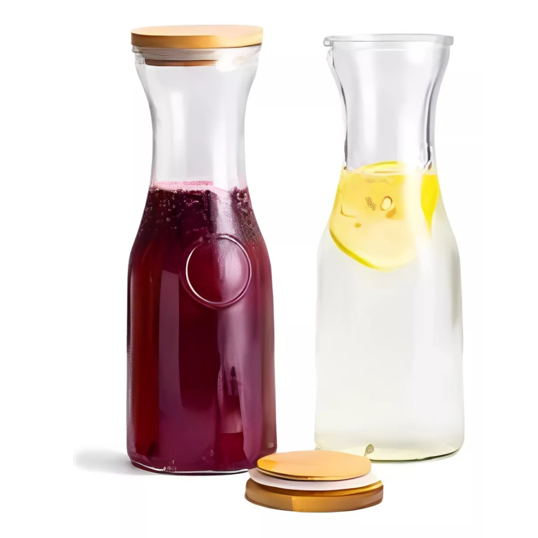Botella de Vidrio Tapa Bambu 500 ml