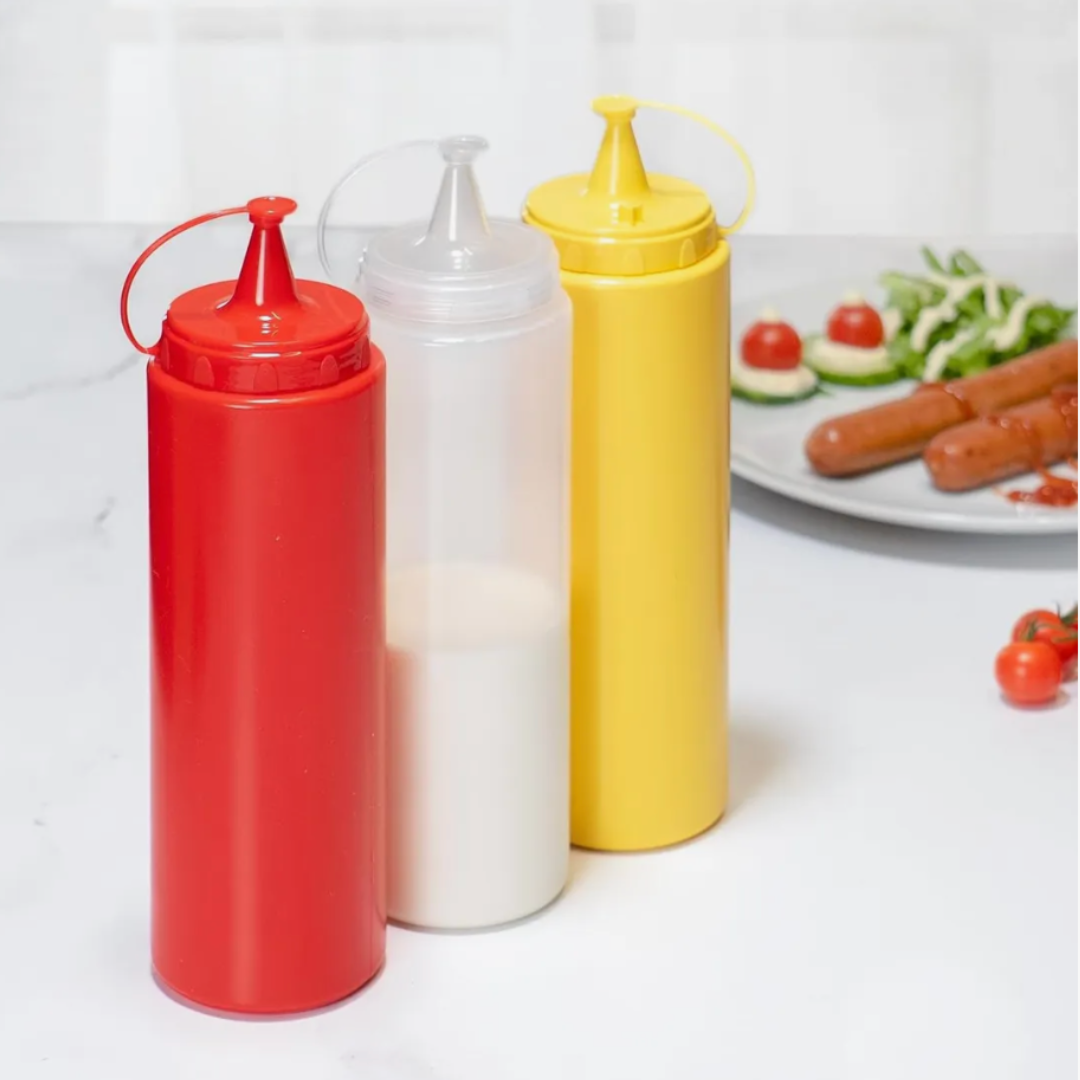 Botella Dispensadora Salsa 700 Ml Plástico (X3)