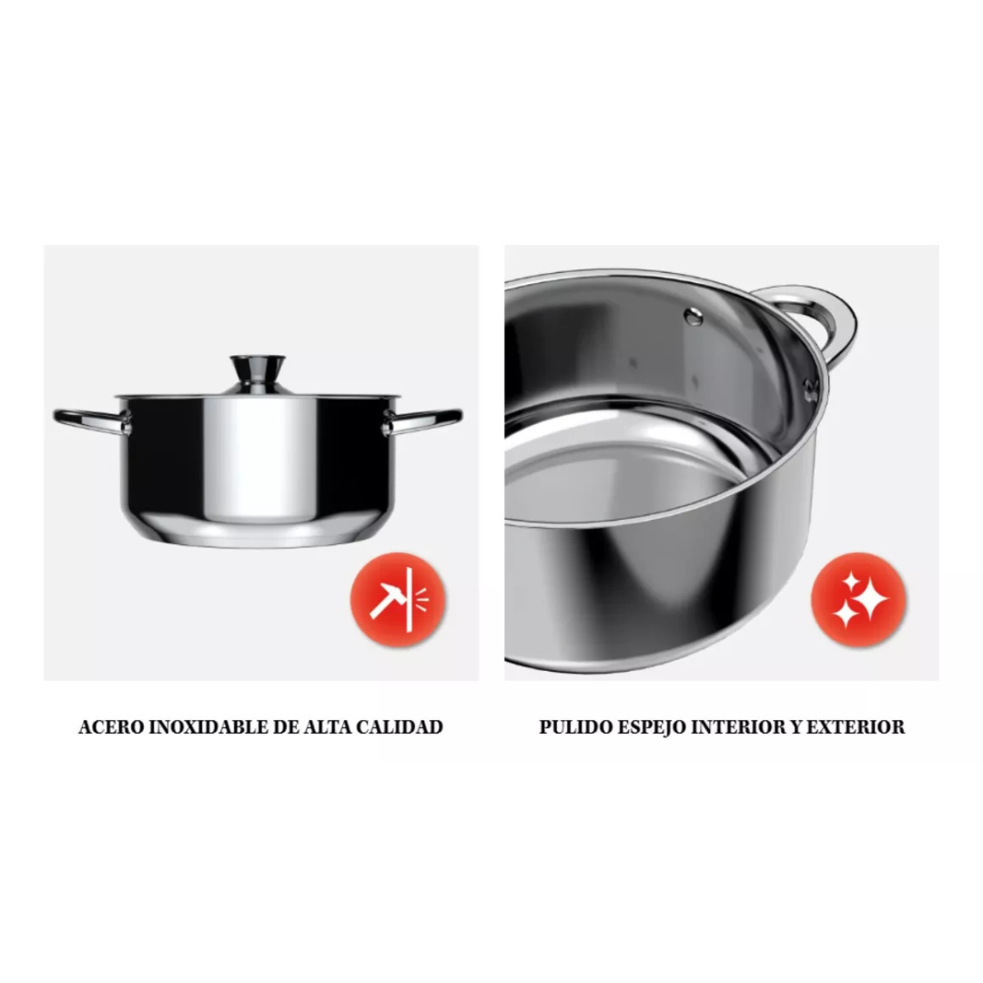 Olla Cacerola Wens 20 cm Acero Inoxidable 3.3 Litros
