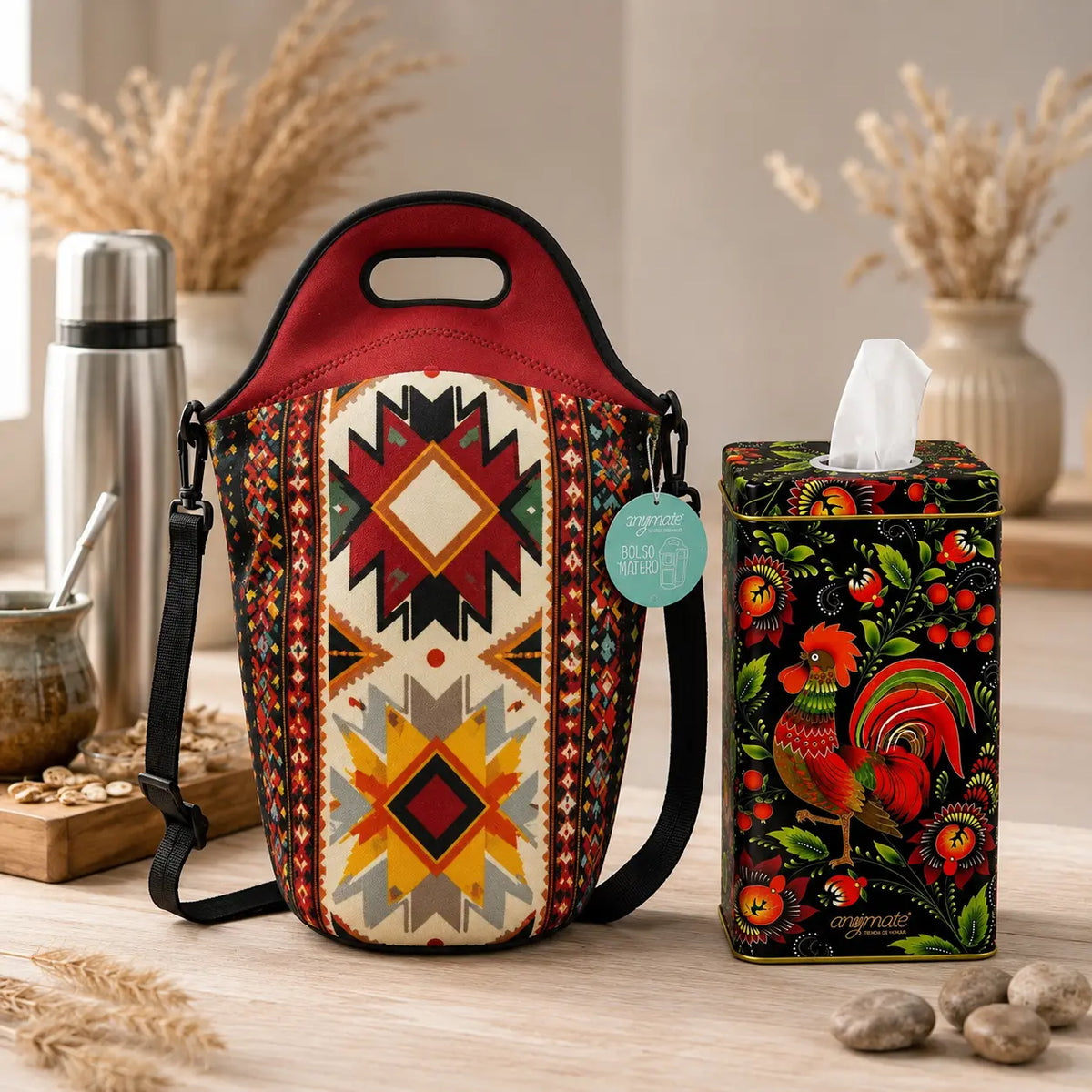 Set Bolso Matero Neopreno + Lata Dispensadora de Yerba 500 g